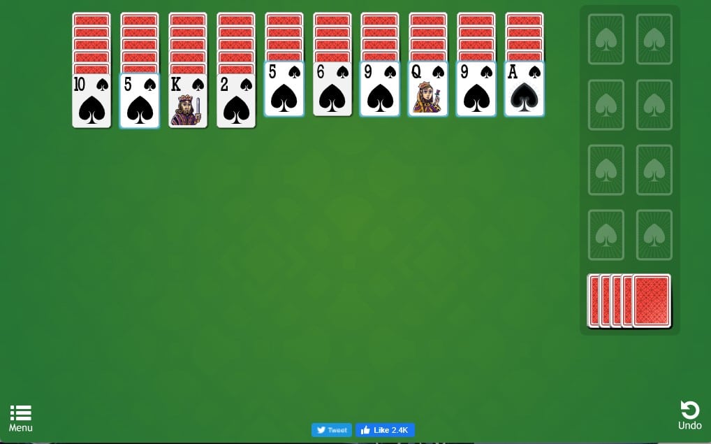 Screenshot spider solitaire frvr game