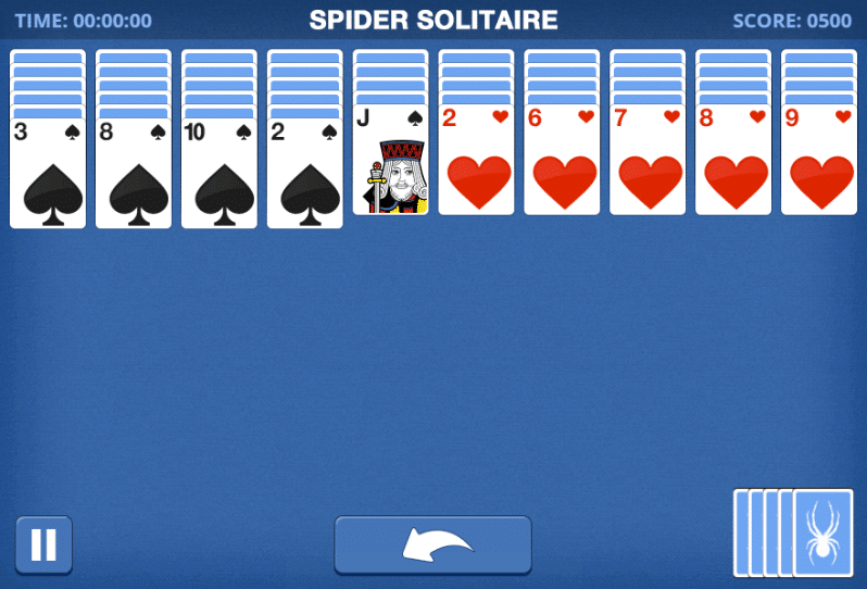 spider solitaire blue gamesboss game screenshot
