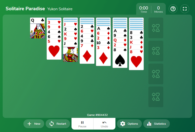screenshot yukon solitaire paradise game play