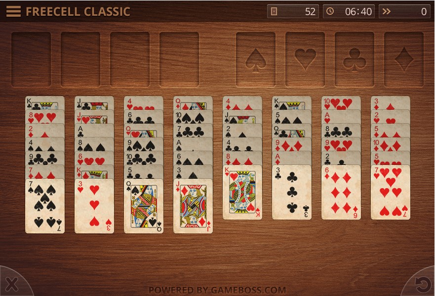 screenshot of freecell classic solitaire game
