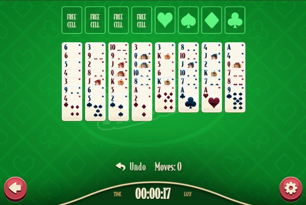 screenshot of freecell solitaire shockwave game