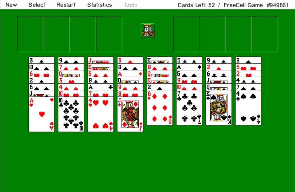 screenshot of freecell windows game