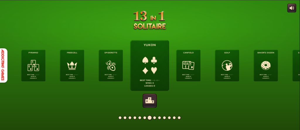 13 in 1 solitaire game screenshot
